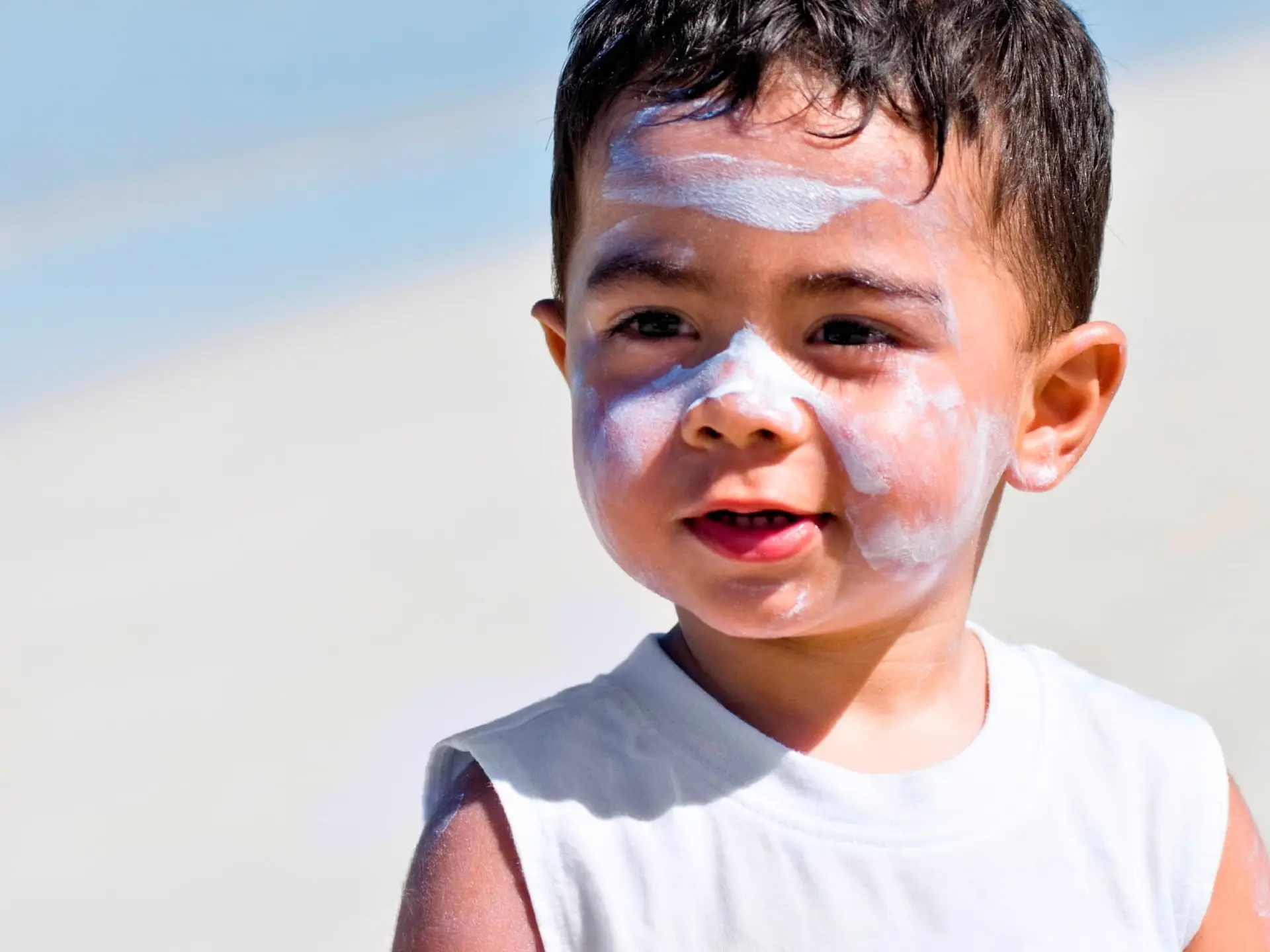 sunscreen on child's face