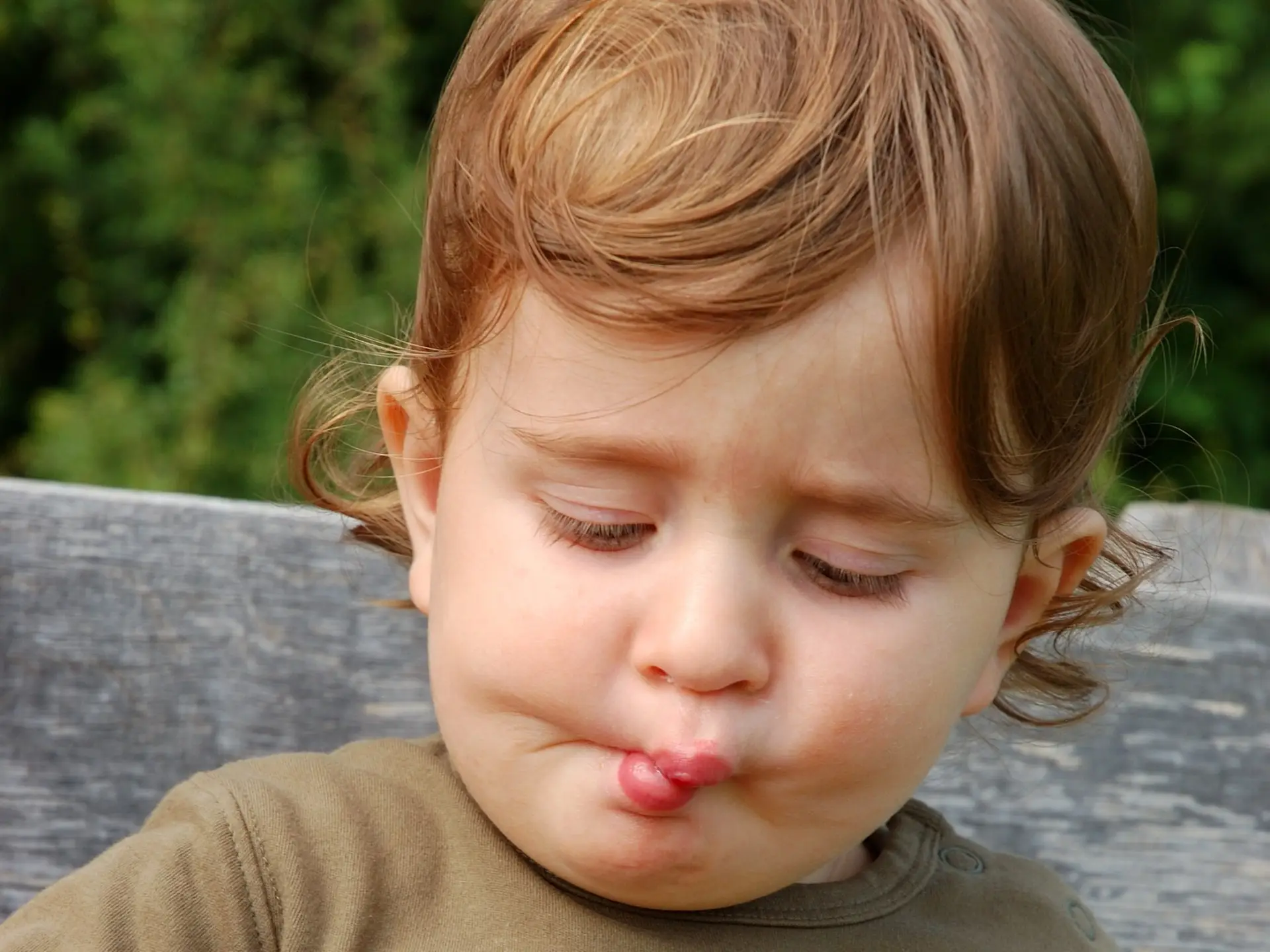 boy with puckered lips