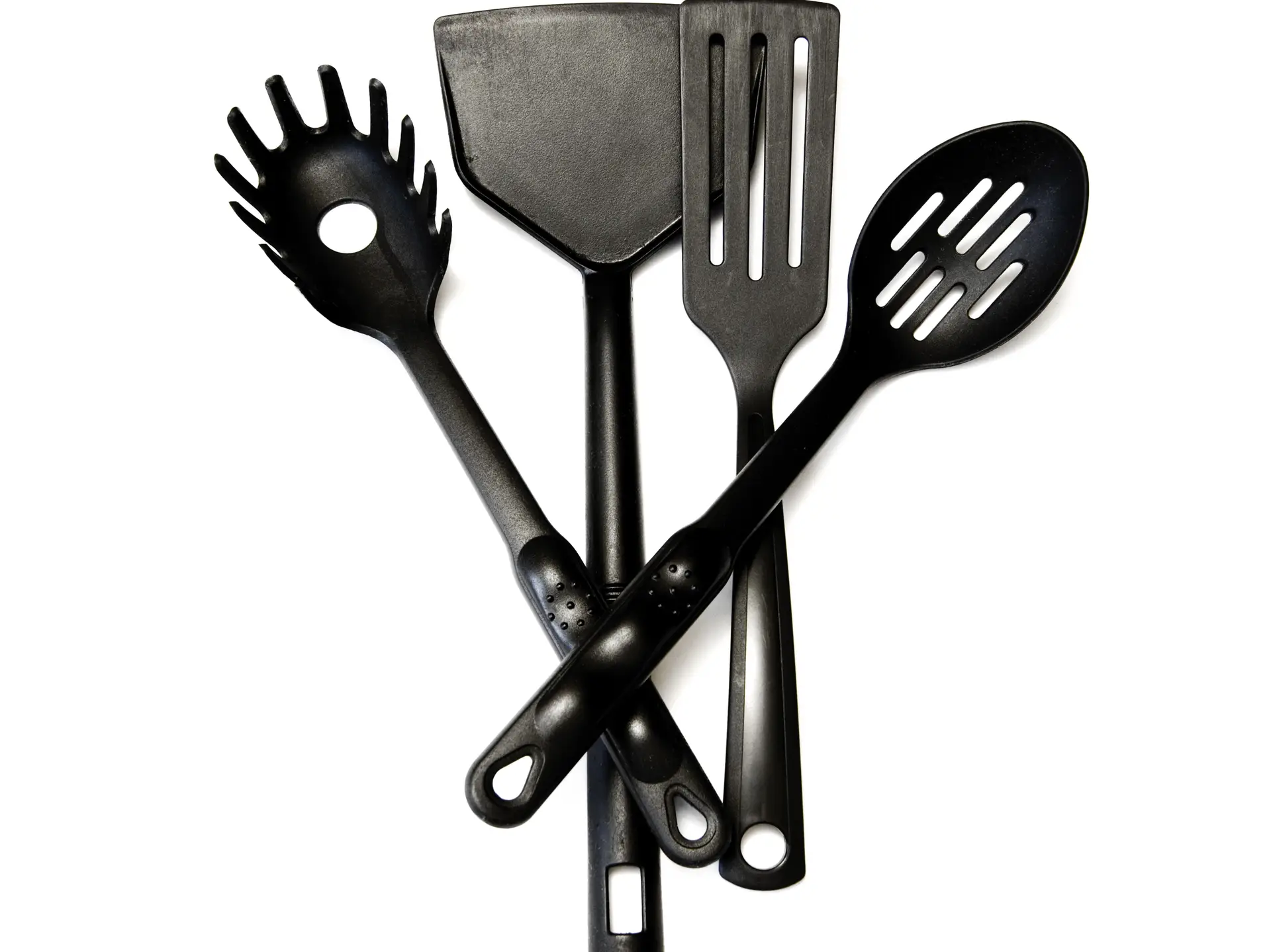 black plastic utensils