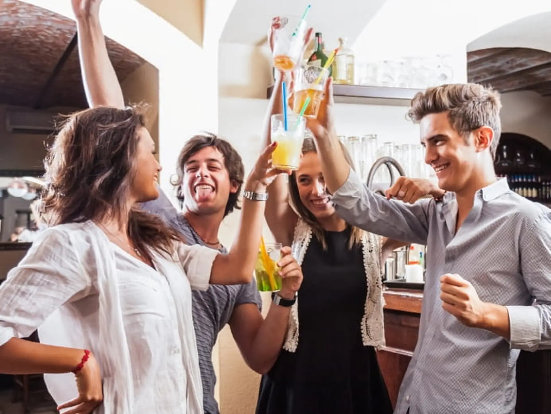 adults drinking coffee and alcohol