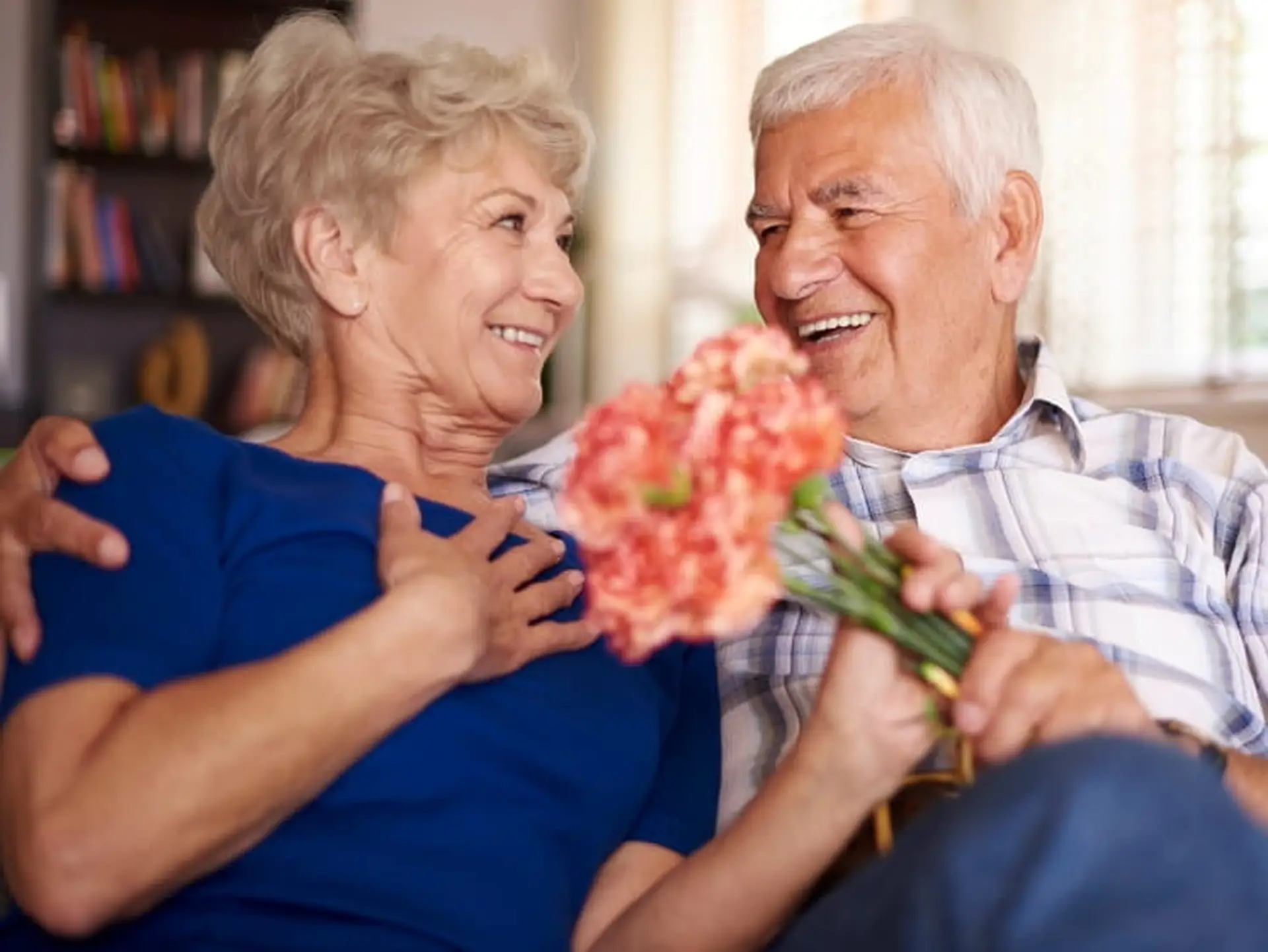affectional elderly couple